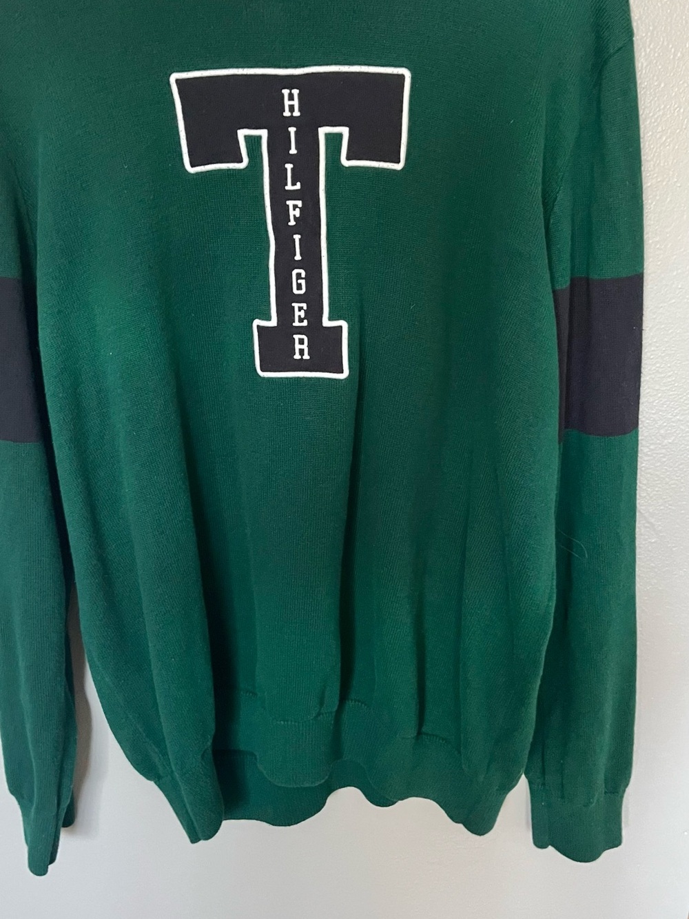 Tommy Hilfiger Forest Green Crewneck with Black Logo Patch